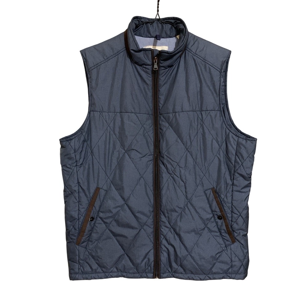 Tommy Bahama Quilted Puffer Vest Men's M Blue Full Zipper Outdoor Camp Beach